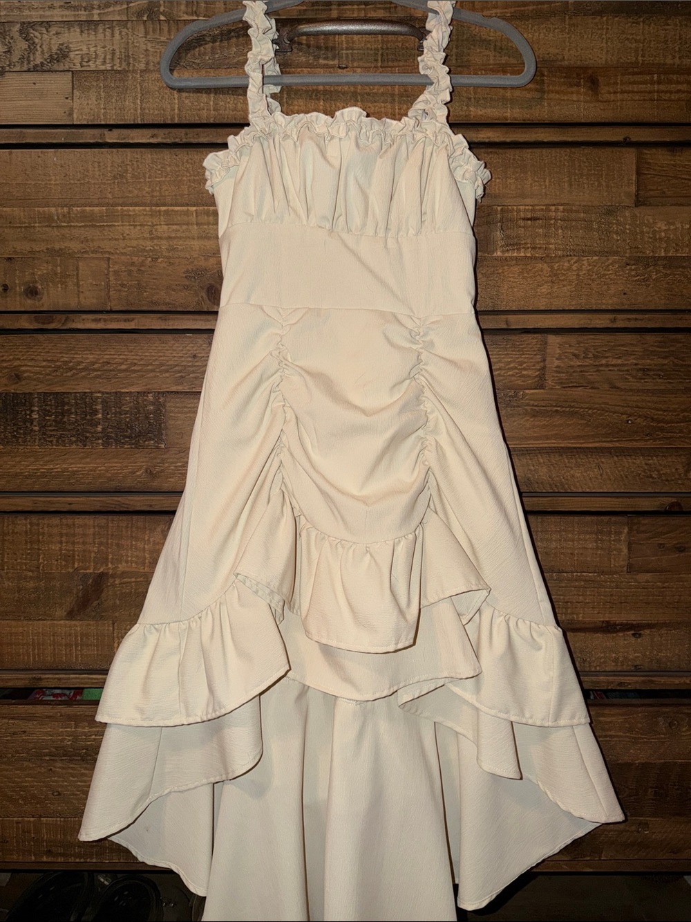 Cream Ruffled High-Low Sundress